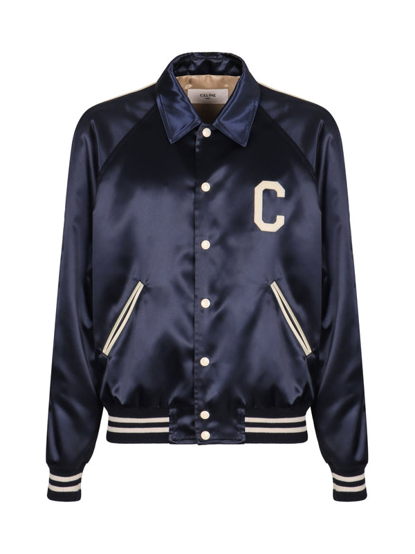 Back Logo Satin Navy Jacket