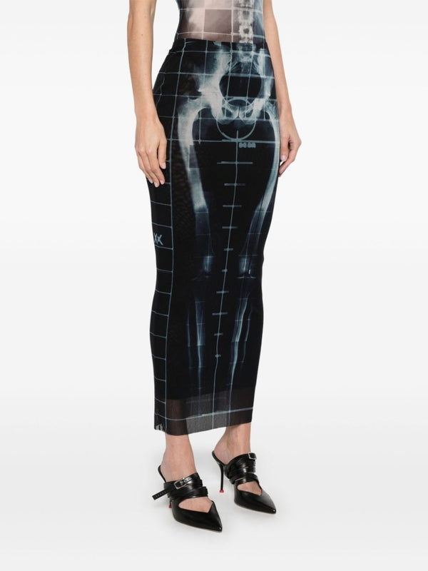 X-Ray Printing Semi Sheer Nylon Skirt