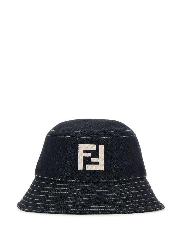 FF Logo Embroidery Denim Bucket Hat