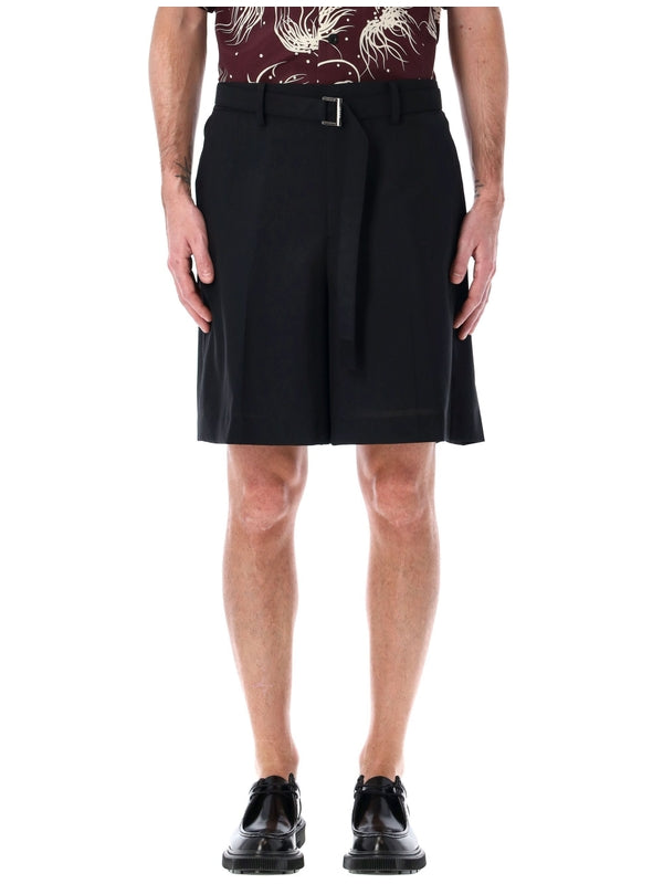Wool Blend Pleated Shorts