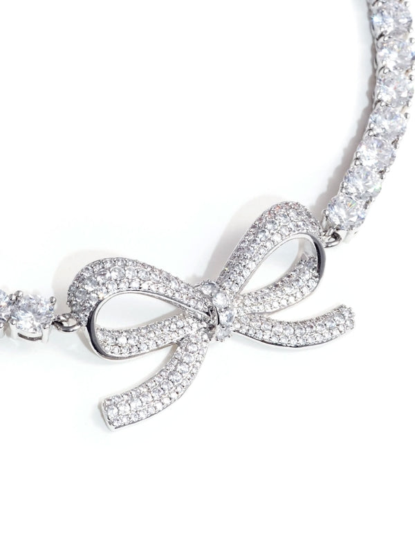 Bow Crystal Decorated Choker Necklace