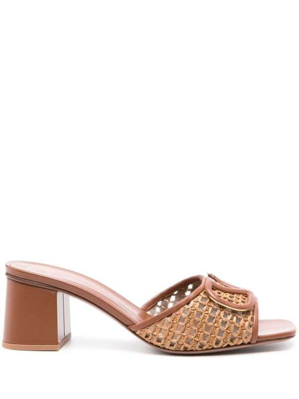 V Logo Raffia Sandal Heel