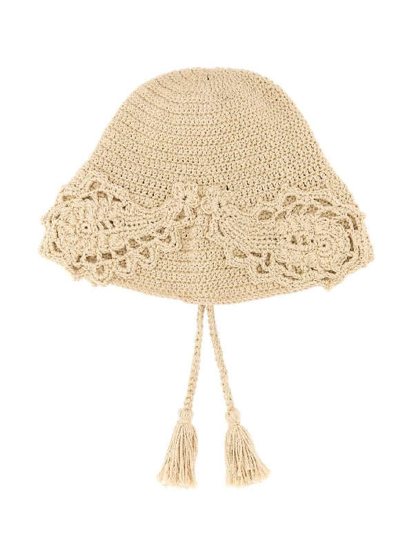 Tassel Detail Crochet Bucket Hat