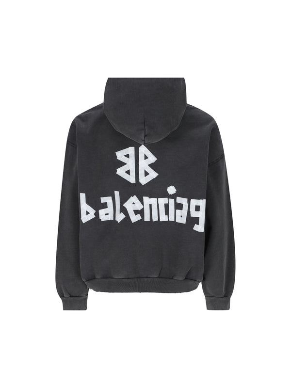 Tape Type Logo Printed Hoodieie