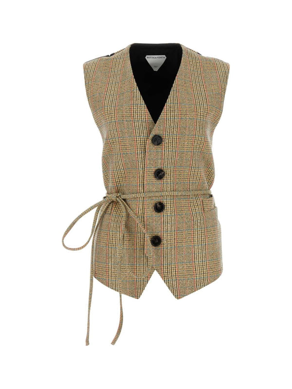 Drawstring Check Pattern Vest