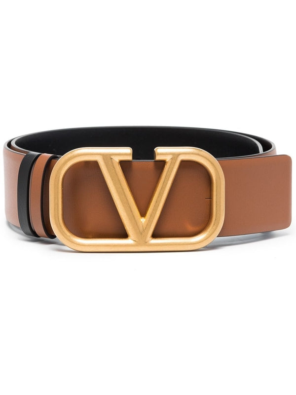 V Logo Reversible Leather Belt - Jente