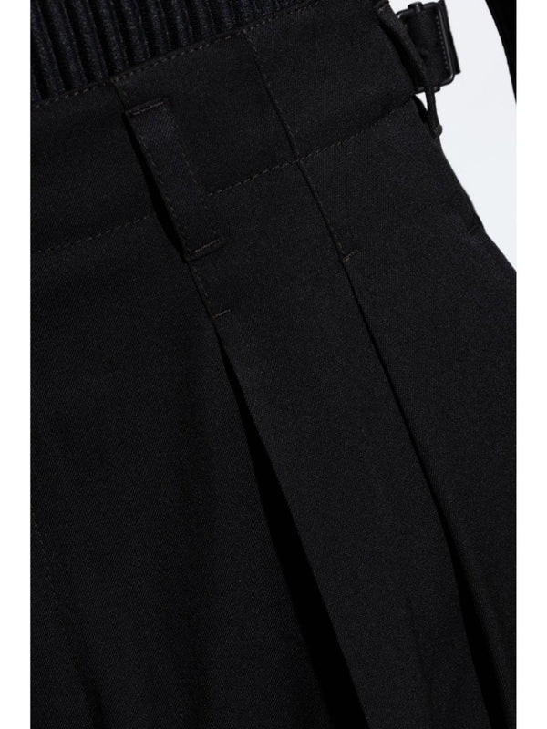 Black pintuck wool pants