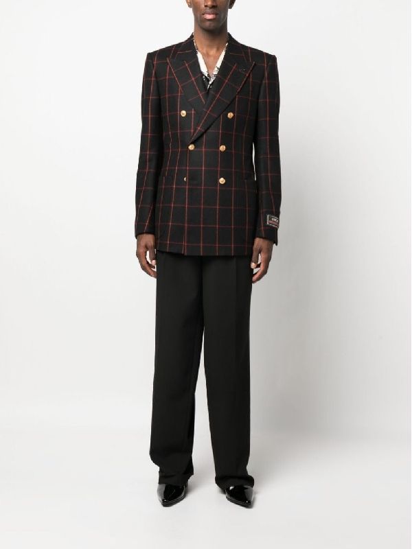 Logo Check Wool Double Jacket