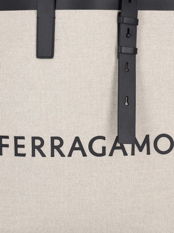 FERRAGAMO - Signature Canvas Logo Tote Bag - Jente