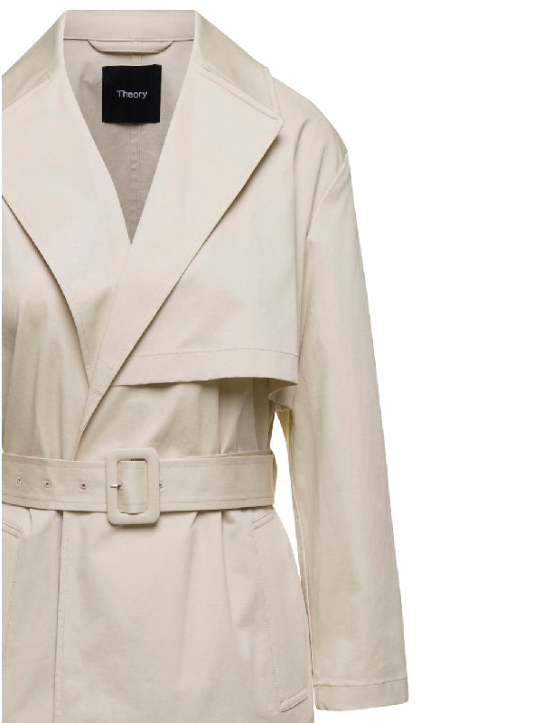 Cotton Blend Belted Trench Coat