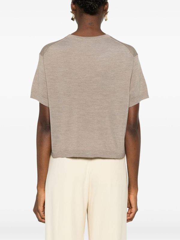 Wool Crop Short Sleeve Knit