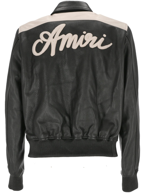 Back Logo Leather Bomber