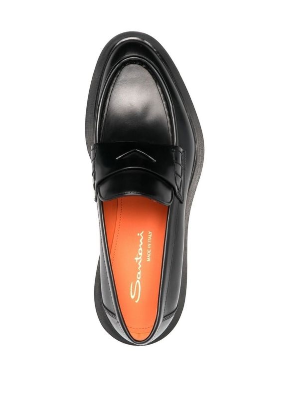 Black Leather Penny Loafers