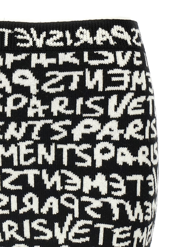 Lettering
  Jacquard Wool Mini Skirt