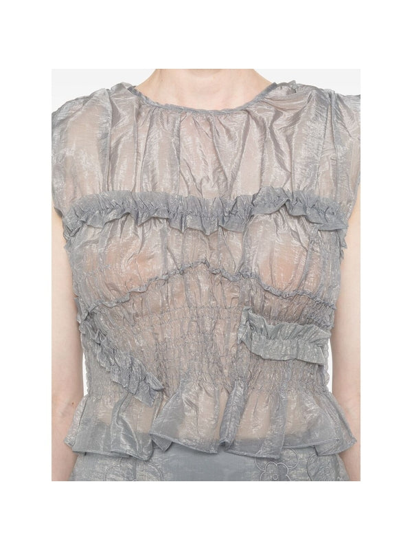 Uphi Ruffle Detail Sheer
  Sleeveless Top