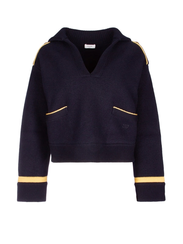 Triomphe Detail Crop V Neck Knit