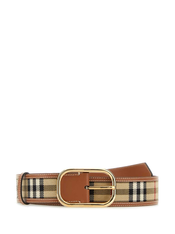 Vintage Check Cotton Leather Belt