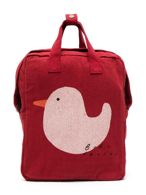 Bird Printed Cotton Backpack