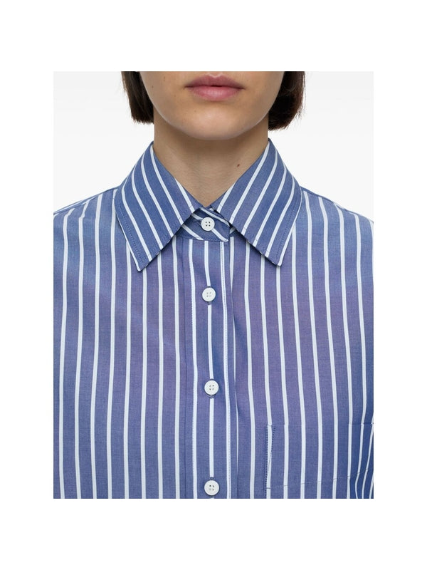Stripe Pattern Cotton Crop
  Shirt