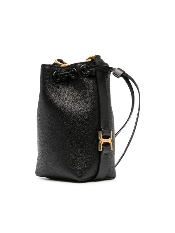 Logo Detail Leather Bucket Bag