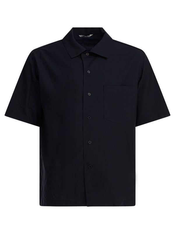 Auralee Super Fine Tropical Wool Navy Short Sleeve Shirt