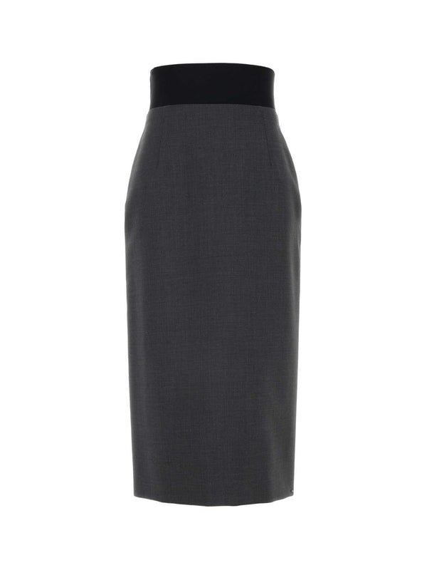 Back Slit Wool
  Midi Skirt