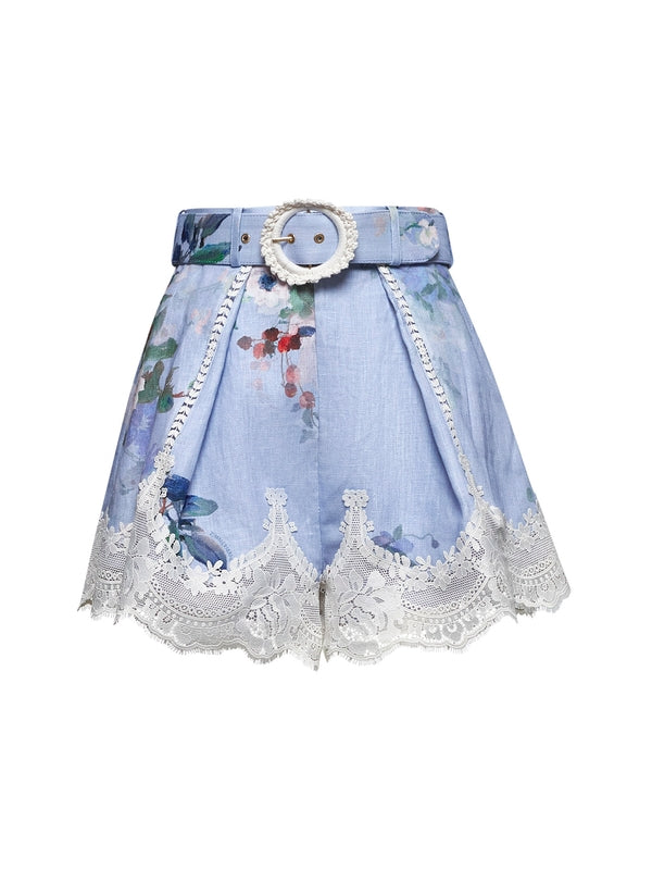 Avery Lace-Trimmed Linen Shorts