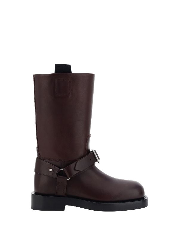 Buckle Strap Leather Ankle Boots