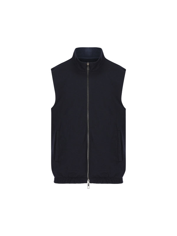 Reversible High-neck Wool Nylon Zip-up
  Vest