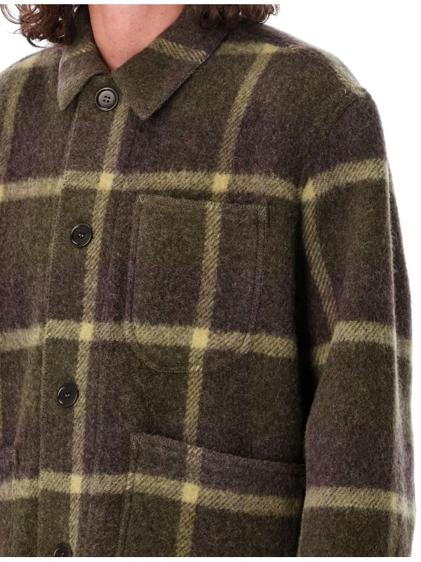 Fringe Detail Check Wool Shirt