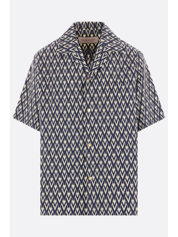 V Logo Pattern Cotton Shirt