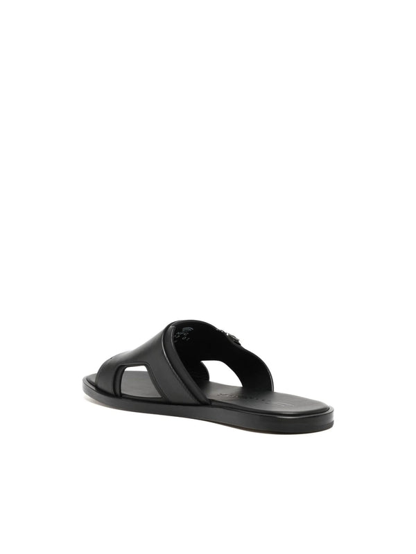 Double Buckle Detail Calfskin
  Slide