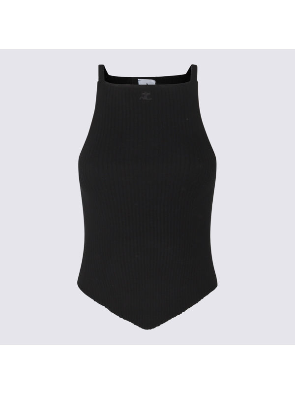 Black Ribbed Sleeveless Top