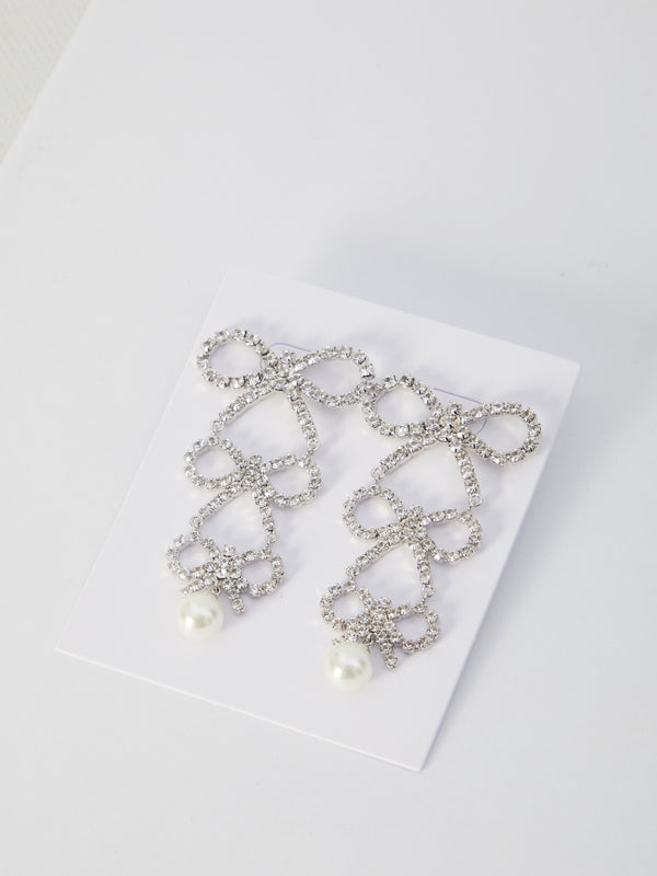 Crystal Bow Drop Earrings - Jente