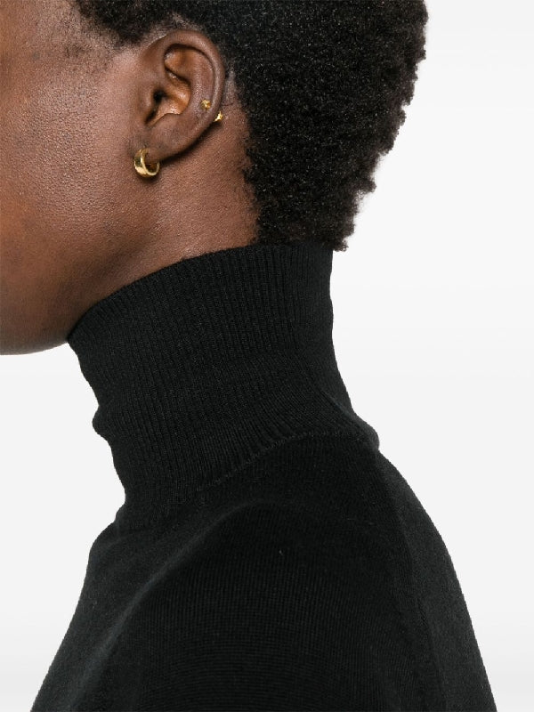 Wool Ribbed Turtleneck Knit