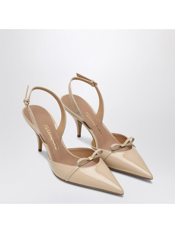 Bow Detail Leather Slingback Heel