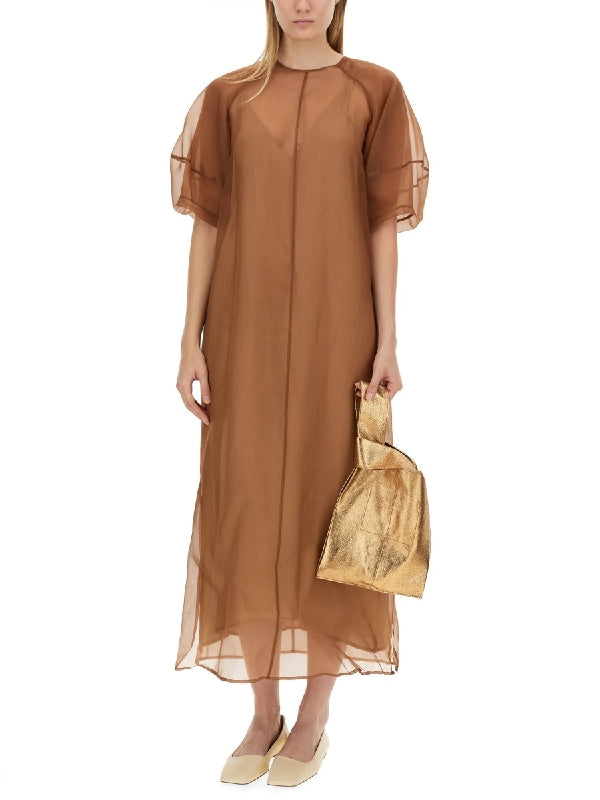 Brown Silk Long Dress