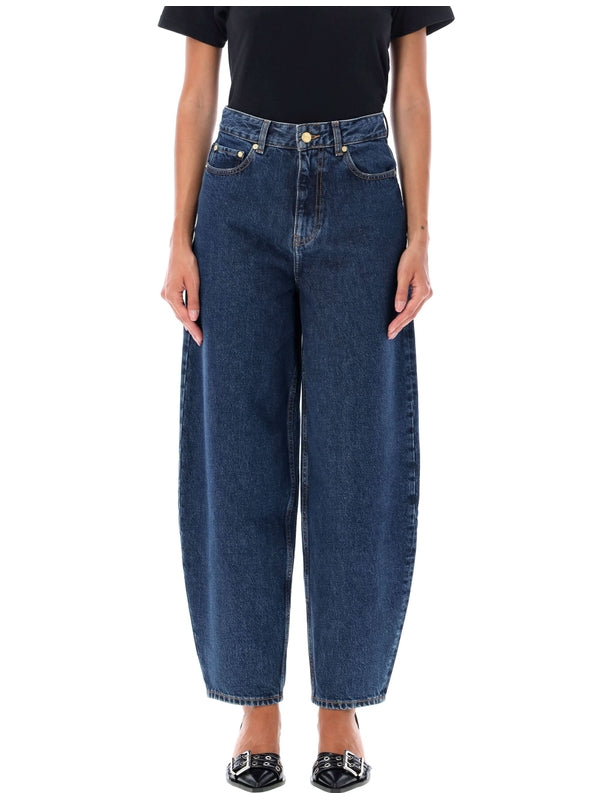 GANNI - Logo Patch Cotton Denim Pants - Jente