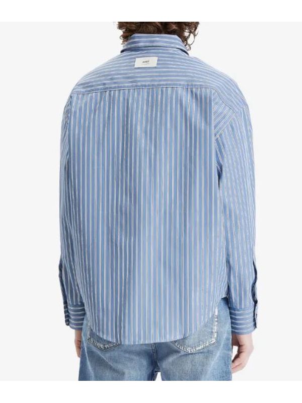 Back Logo Patch Stripe Cotton Shirt