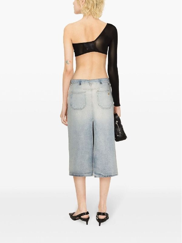 Back Slit
  Button Denim Skirt