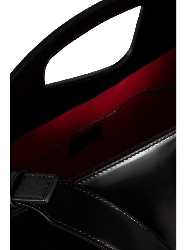 Cutout Detail Leather Tote Bag