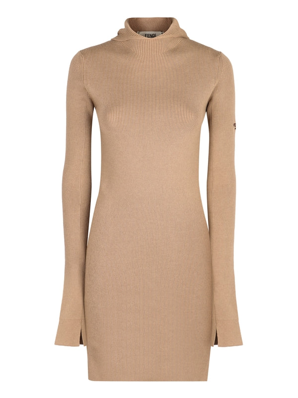 Wool Silk Hood Knit Dress