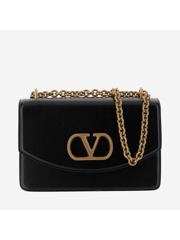 Vain V Logo Leather Shoulder Bag