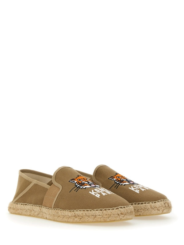 Logo Embroidered Cotton Espadrilles