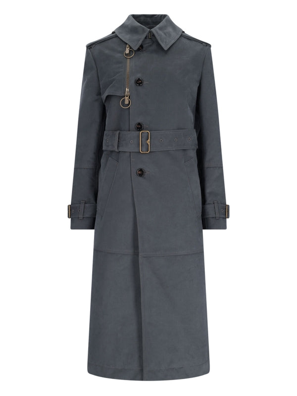 BURBERRY - Buckle Belt Cotton Trench Coat - Jente