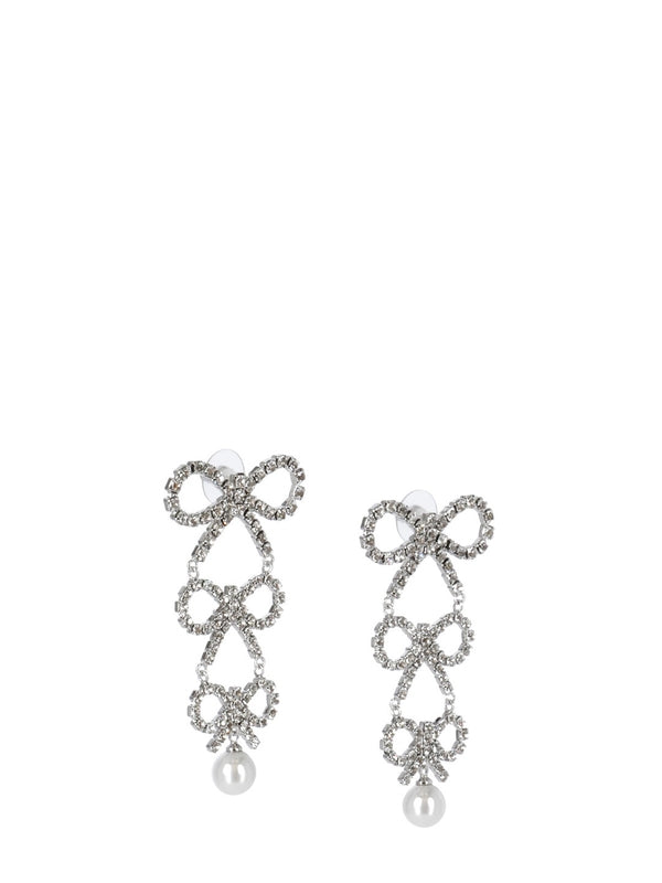 Triple Bow Crystal Drop Earrings