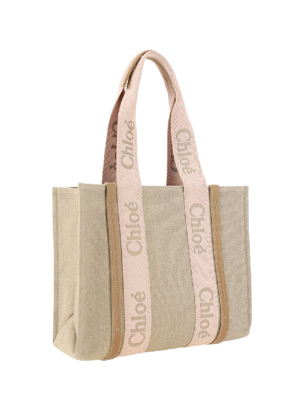 Woody Logo Strap Medium Tote
  Bag