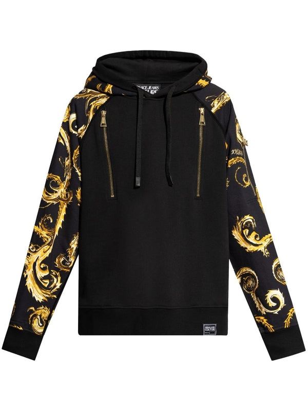 Allover Print Cotton Hooded Sweatshirt