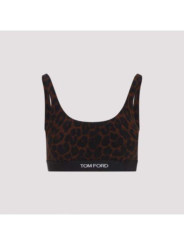 Logo Band Leopard Bralette