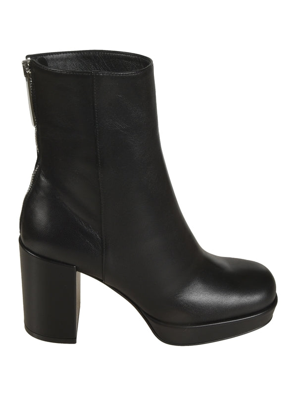 Zip-up Leather Ankle Boots